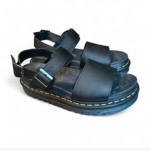 Black Dr. Martens Voss platform sandals.
